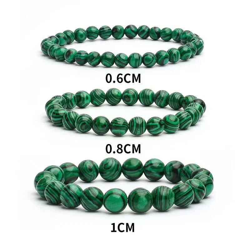 Bracelet Malachite Naturelle – Perles Vertes 6, 8 ou 10 mm, Élastique, Femme et Homme