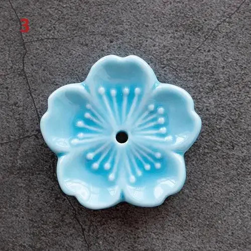 Porte-Encens Fleur de Cerisier en Céramique – Petit Support pour Bâtonnet, 13 Coloris