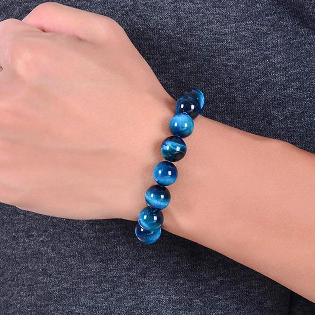 Bracelet Œil de Faucon (Œil de Tigre Bleu) – Perles 6, 8 ou 10 mm, Homme et Femme