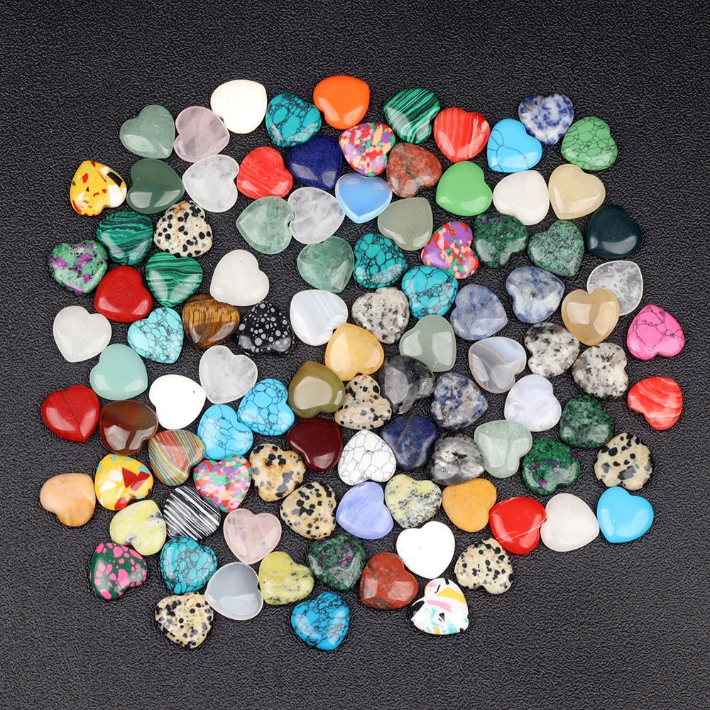 Cœurs en Pierres Naturelles 20 mm – Lot de 10, 20, 30 ou 50, Assortiment Multicolore