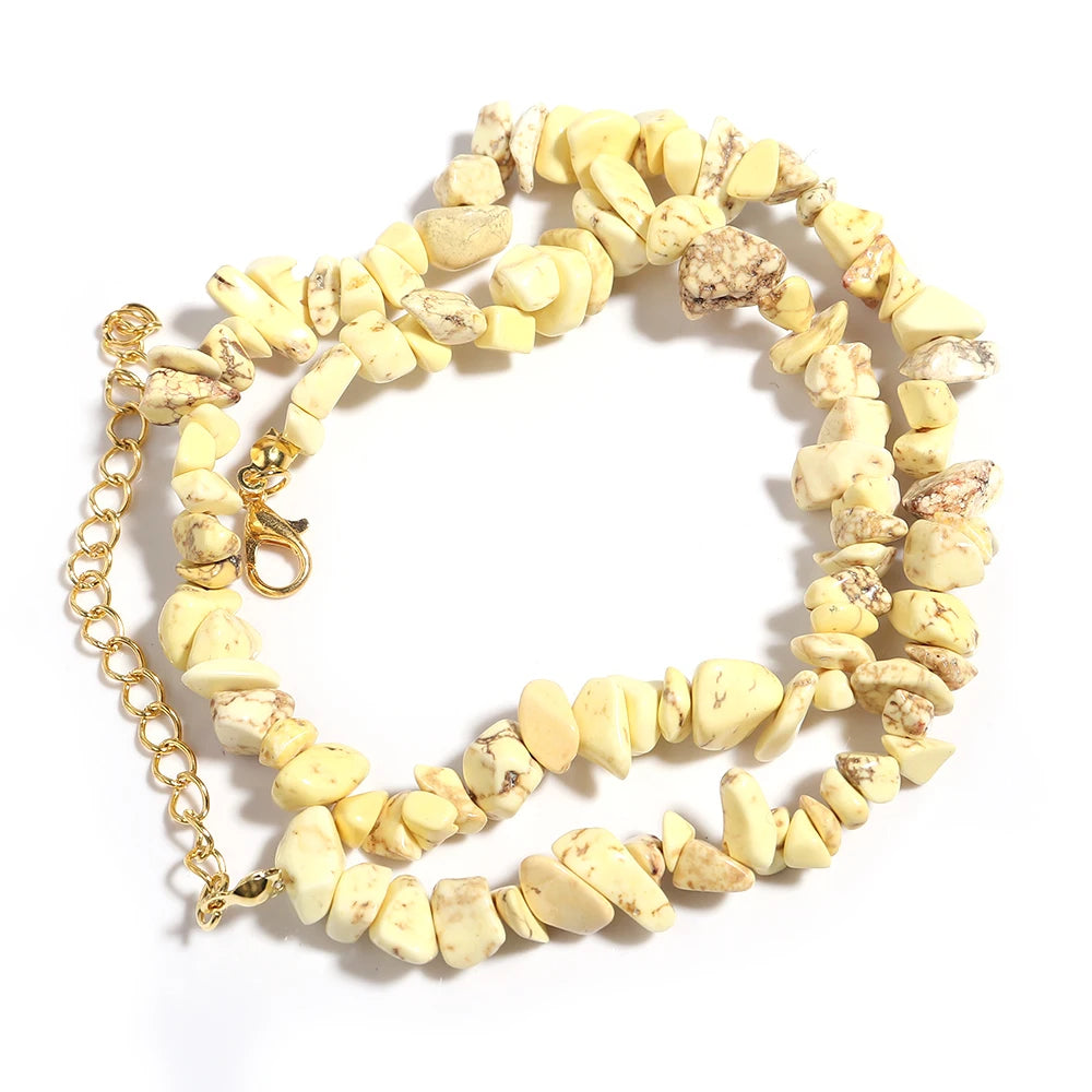 Collier Ras du Cou en Éclats de Pierres Naturelles – 16 Pierres au Choix, 43 cm