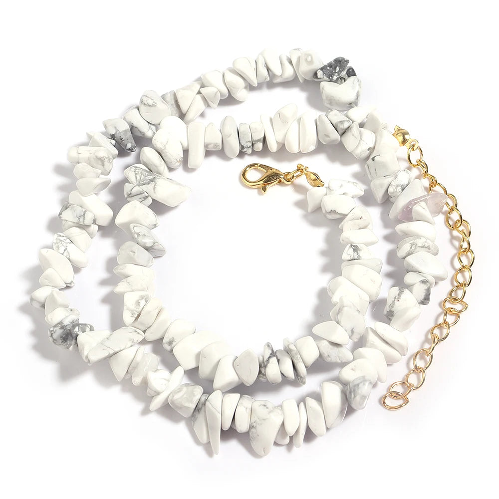 Collier Ras du Cou en Éclats de Pierres Naturelles – 16 Pierres au Choix, 43 cm