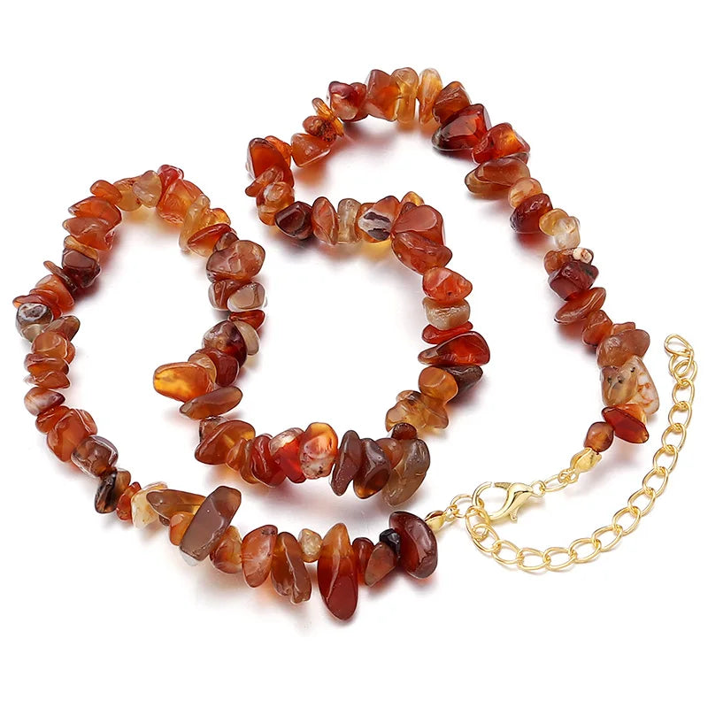 Collier Ras du Cou en Éclats de Pierres Naturelles – 16 Pierres au Choix, 43 cm