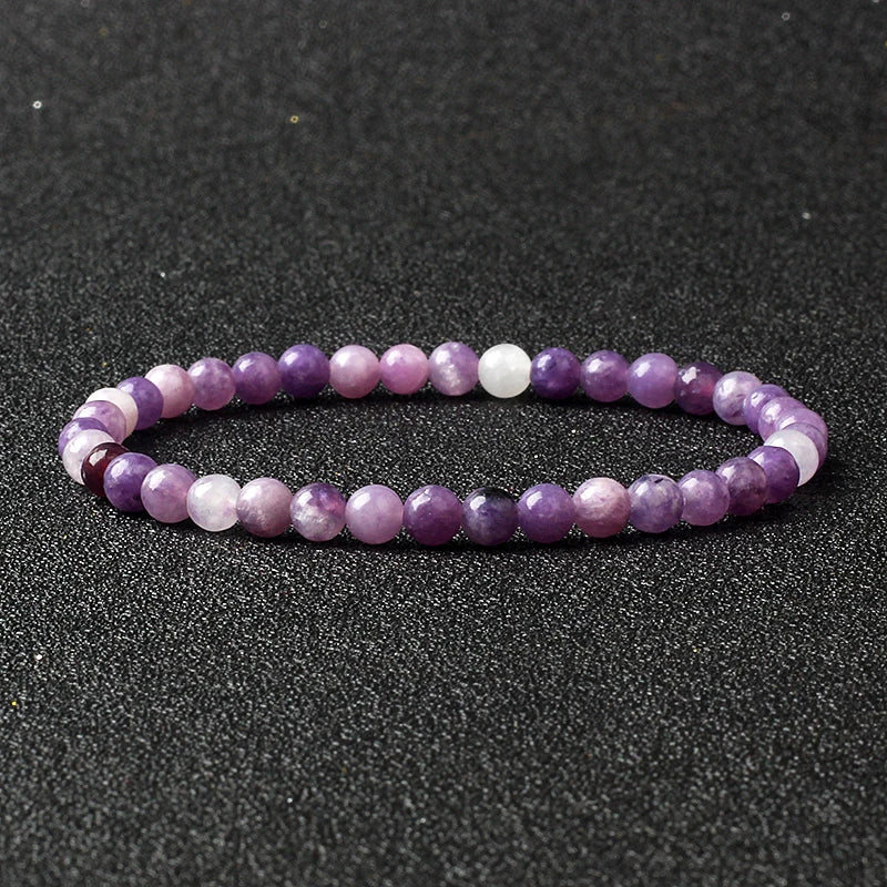 Bracelet Fin en Pierres Naturelles 4 ou 6 mm – 19 Pierres au Choix, Améthyste, Quartz Rose, Onyx…