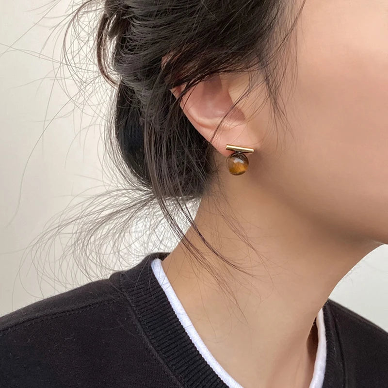 Boucles d'Oreilles Œil de Tigre Dorées – 12 Modèles : Puces, Pendantes, Créoles, Cœurs