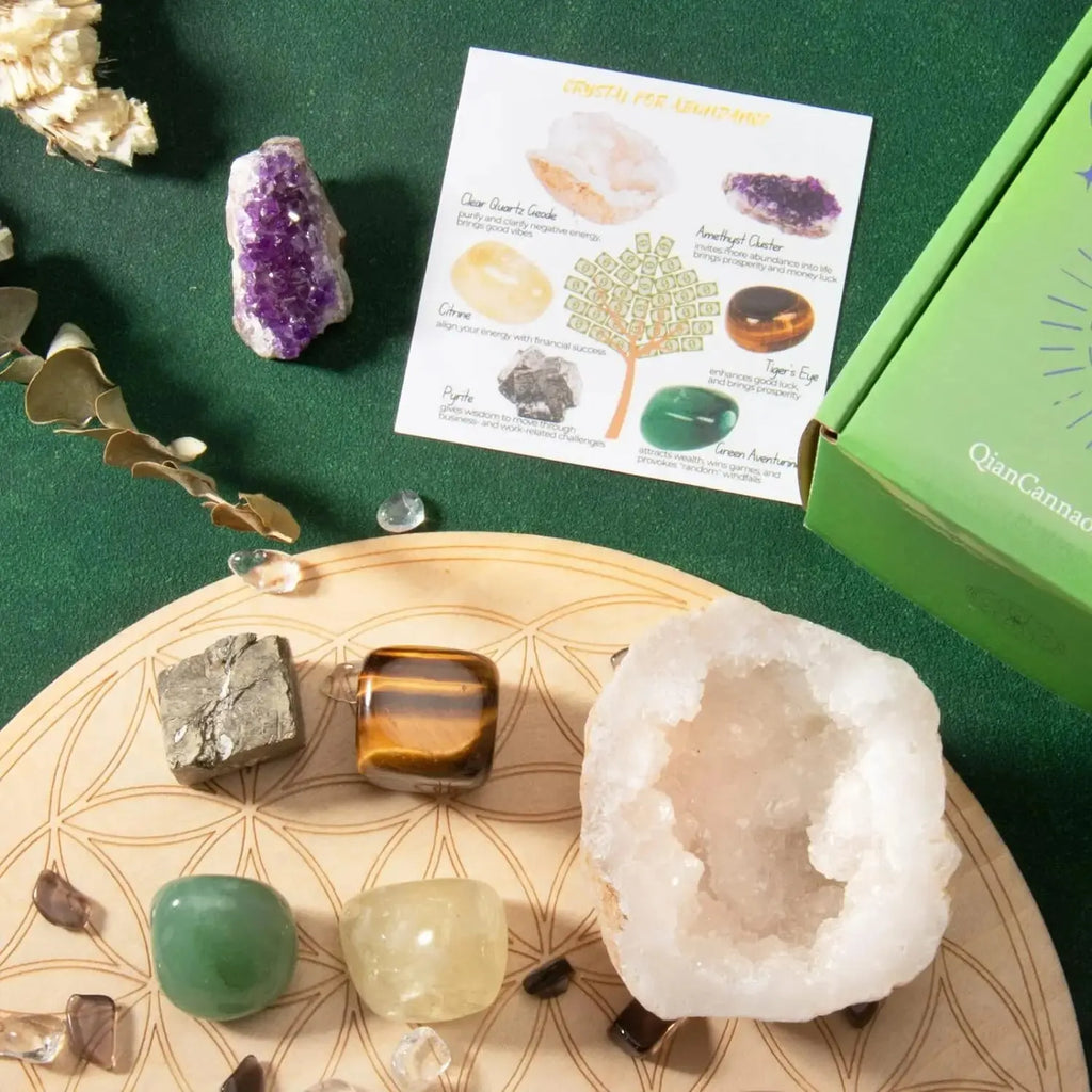 Coffret de Pierres Naturelles – Set de 6 ou 7 Pierres Brutes et Roulées, Idée Cadeau Lithothérapie