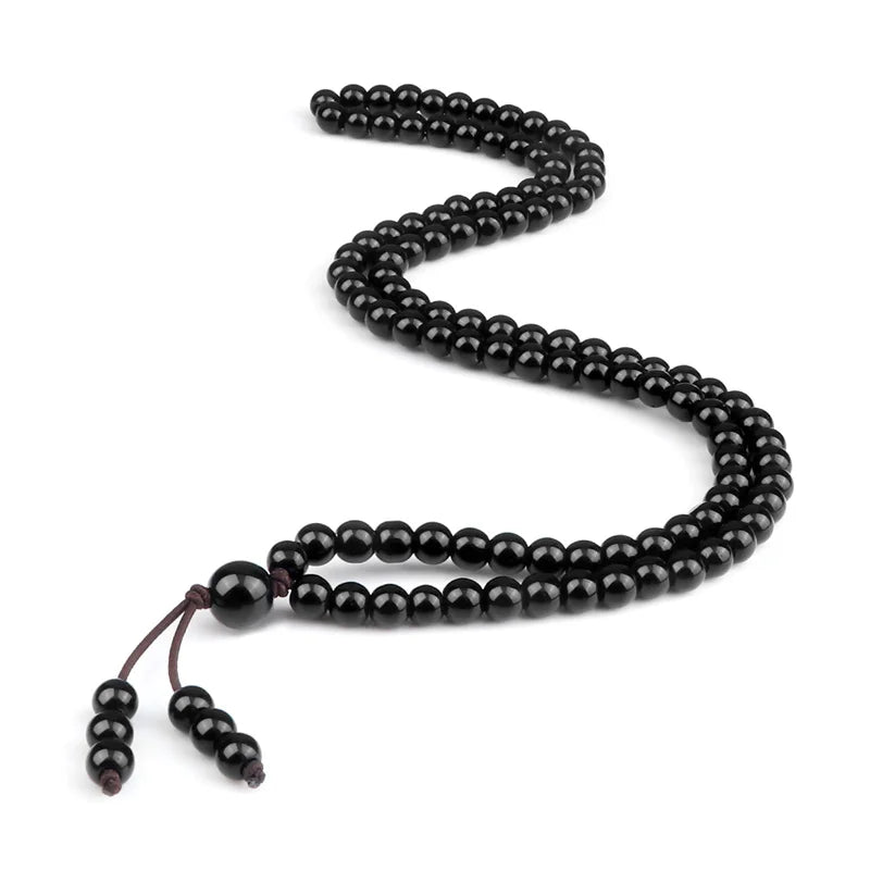 Mala 108 Perles de 6 mm – Pierre de Lave, Pierre Noire ou Bois, Collier ou Bracelet Multitours