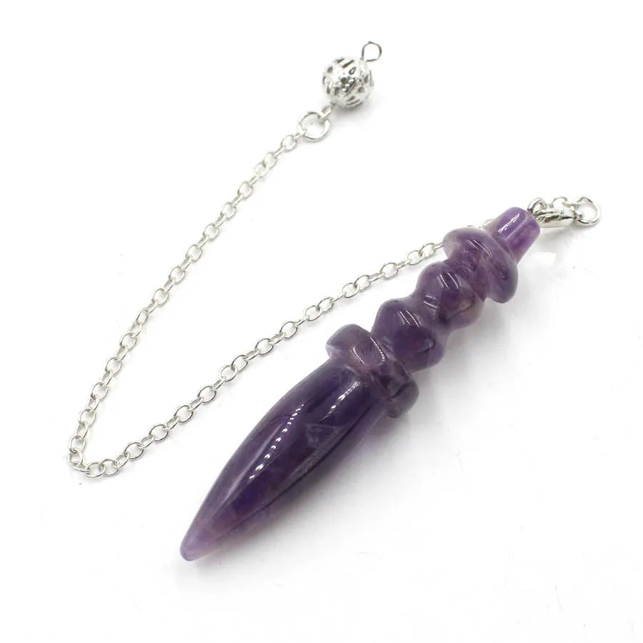 Pendule Thot Égyptien en Pierre Naturelle Sculptée – Obsidienne, Améthyste, 7 Chakras… 11 Pierres
