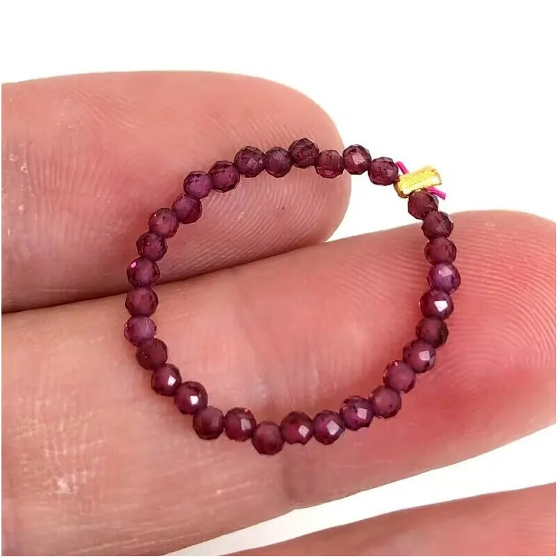 Bague Fine en Perles de Pierre Naturelle Facettées 2 mm – Extensible, 26 Pierres au Choix