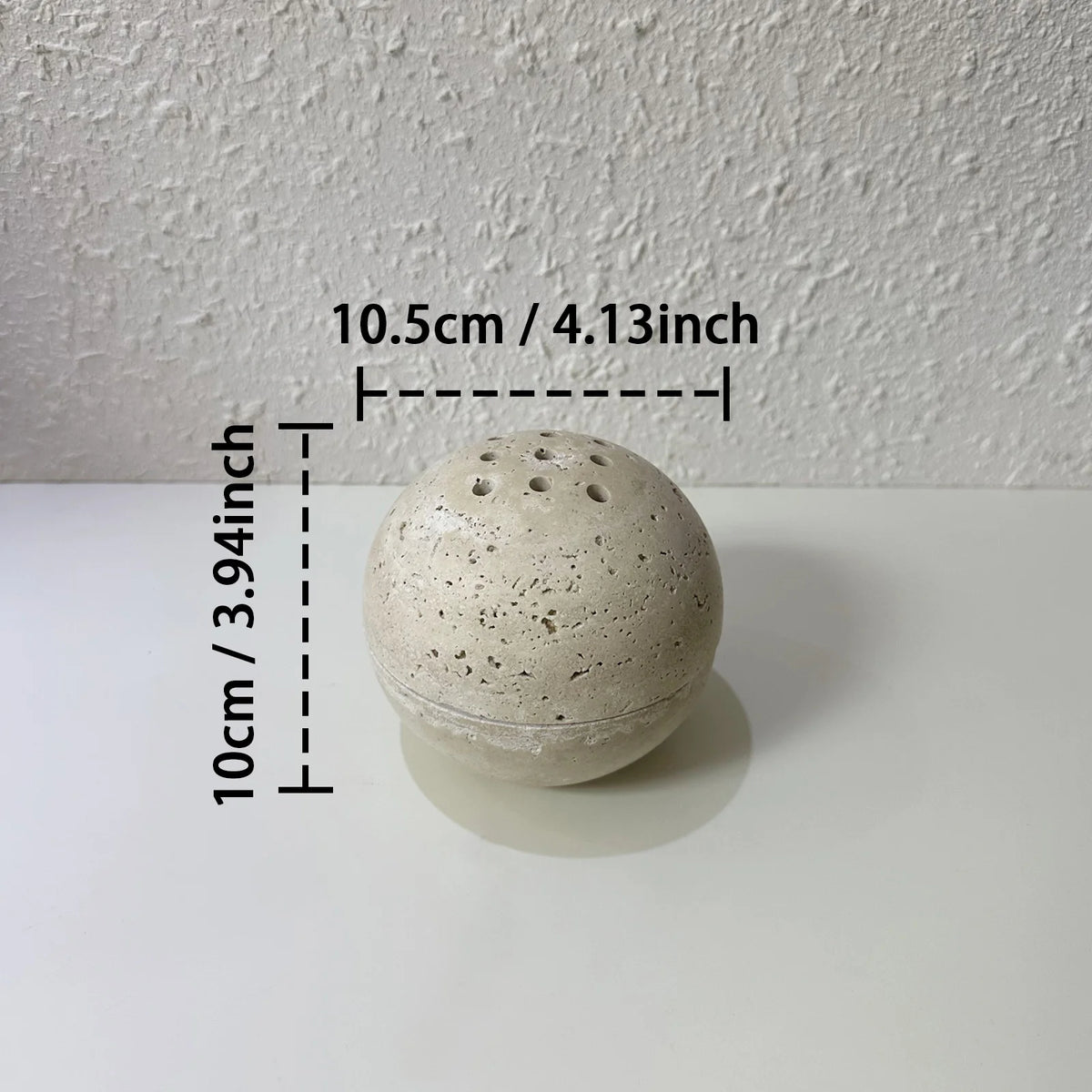 Brûle-Encens Sphère en Travertin – Boule à Couvercle Ajouré pour Résines, Palo Santo et Encens