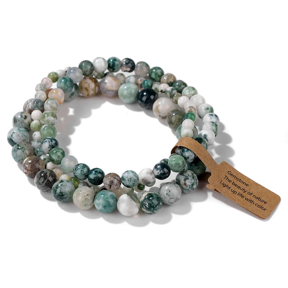Lot de 3 Bracelets en Pierre Naturelle – Perles 4, 6 et 8 mm, 13 Pierres au Choix, à Accumuler