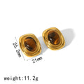 Boucles d'Oreilles Puces Œil de Tigre en Acier Inoxydable – Monture Torsadée, Doré ou Argenté