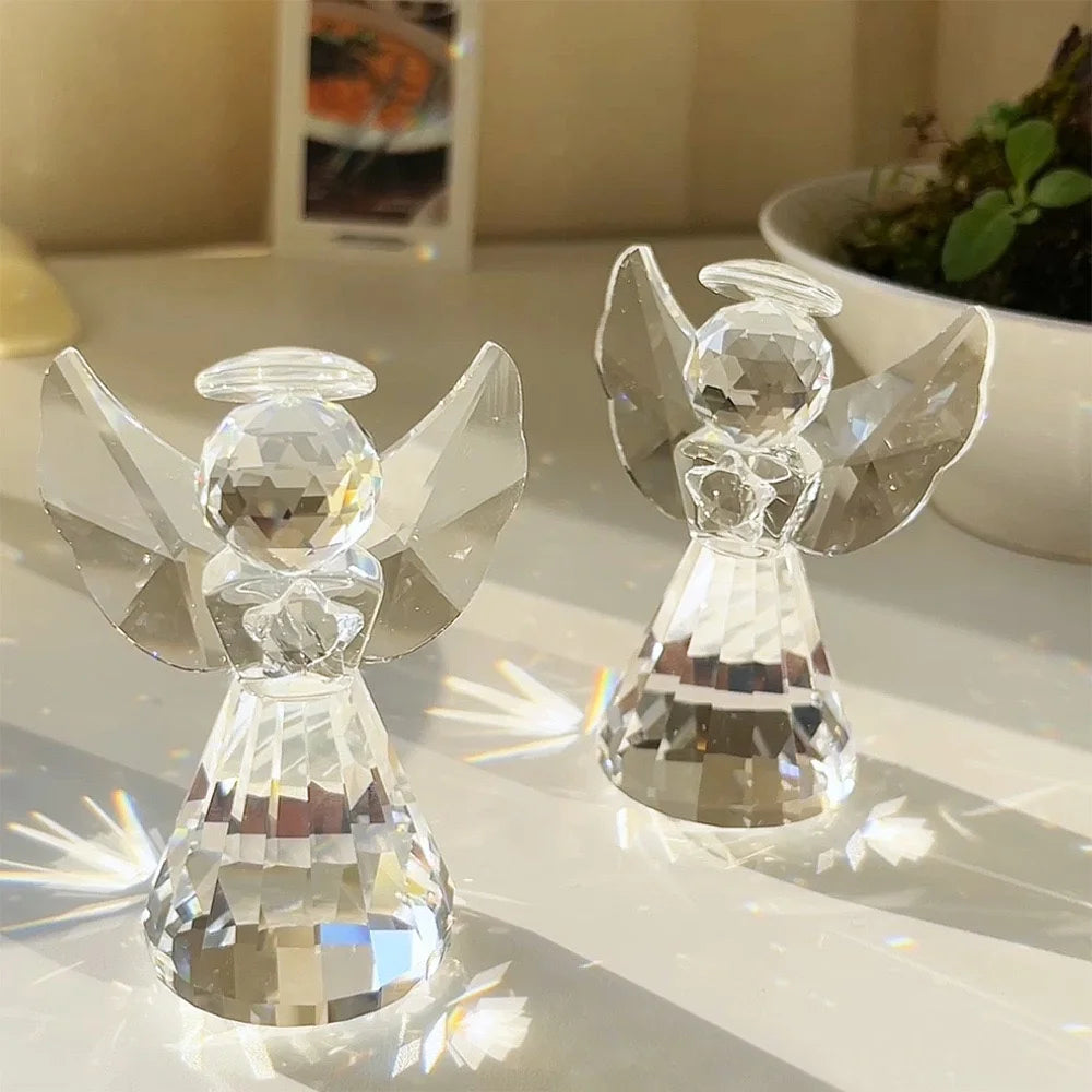 Statue Ange en Cristal Transparent – Ange Gardien Décoratif 8,5 cm, Idée Cadeau