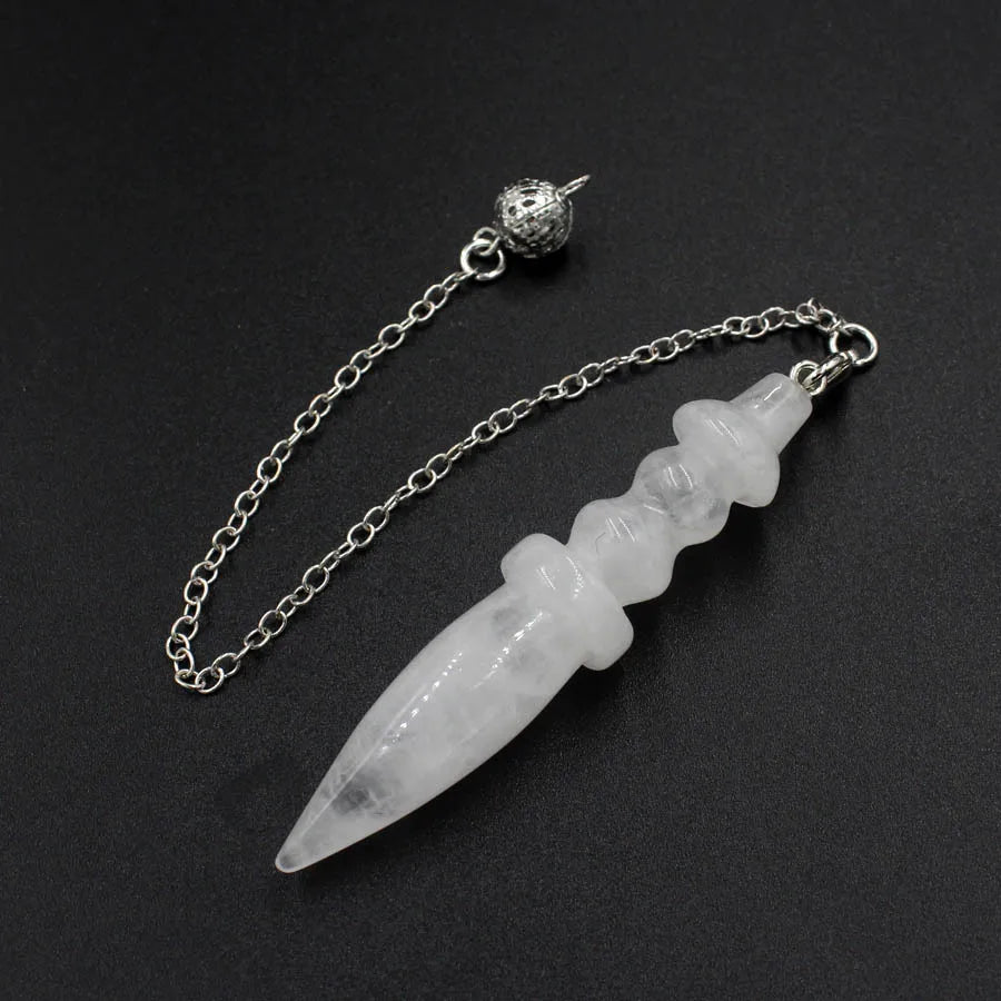 Pendule Thot Égyptien en Pierre Naturelle Sculptée – Obsidienne, Améthyste, 7 Chakras… 11 Pierres