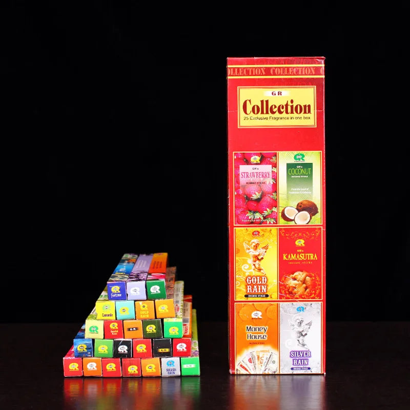 Encens Indien Naturel en Bâtonnets – Coffret de 10 Petites Boîtes, 14 Parfums : Sauge, Santal, Lavande…