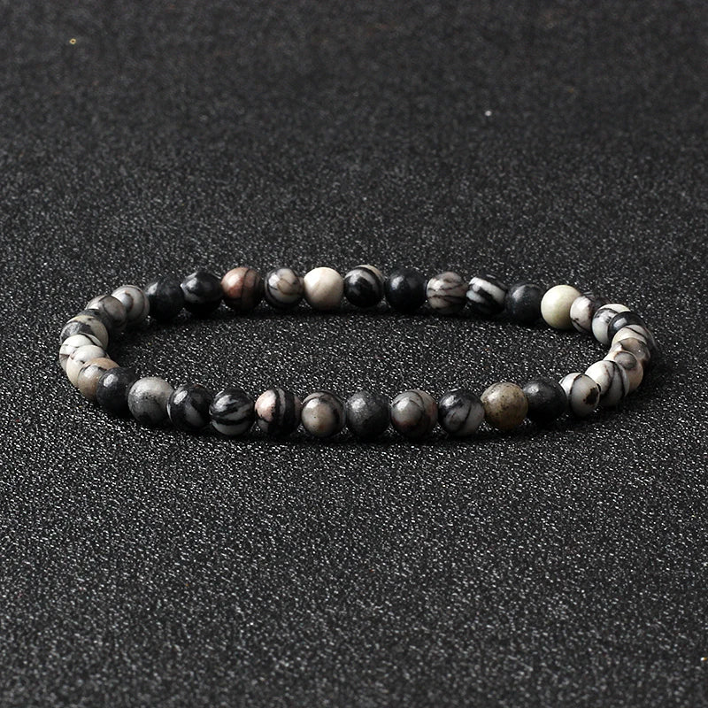 Bracelet Fin en Pierres Naturelles 4 ou 6 mm – 19 Pierres au Choix, Améthyste, Quartz Rose, Onyx…
