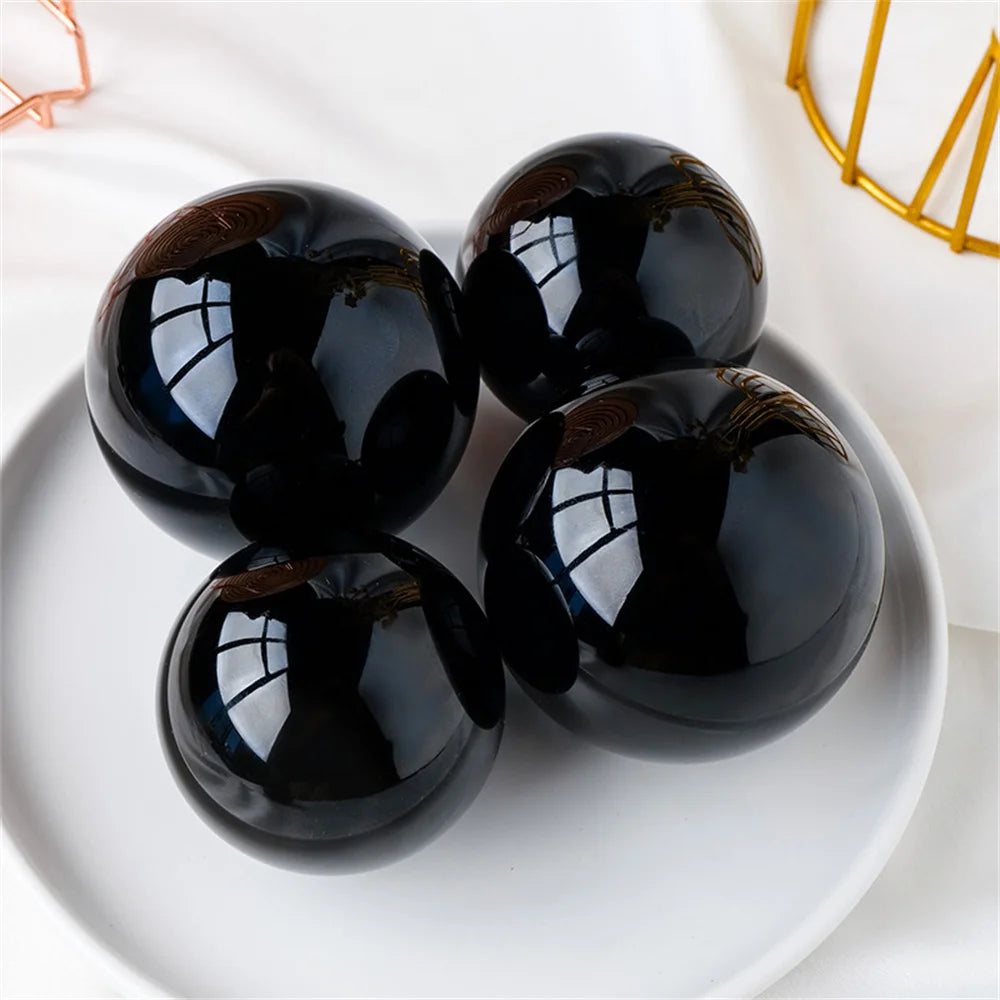 Sphère en Obsidienne Noire Naturelle – Boule Polie de 20 à 60 mm, Décoration Feng Shui