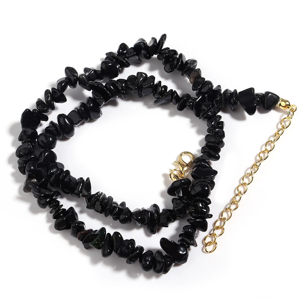 Collier Ras du Cou en Éclats de Pierres Naturelles – 16 Pierres au Choix, 43 cm