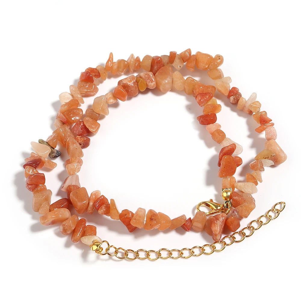 Collier Ras du Cou en Éclats de Pierres Naturelles – 16 Pierres au Choix, 43 cm