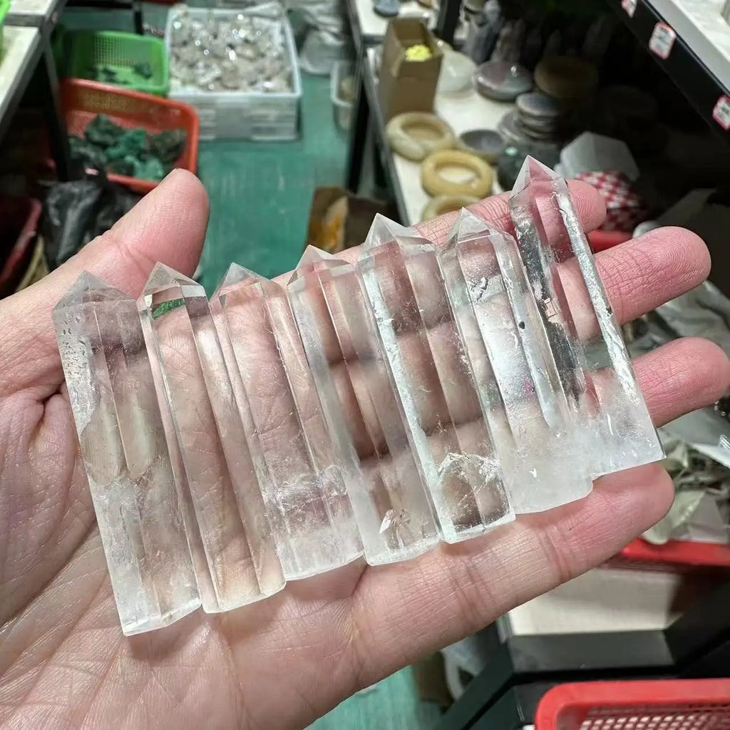 Pointe de Cristal de Roche Naturel – Prisme Hexagonal de 6-7 cm ou Grand Modèle