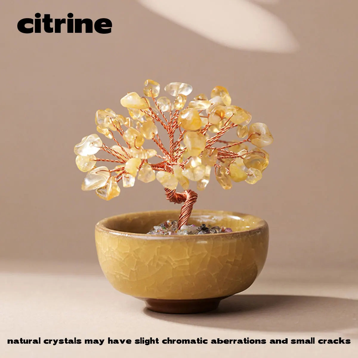 Arbre de Vie en Pierres Naturelles – Fil de Cuivre Façonné Main sur Coupelle, Pierre au Choix