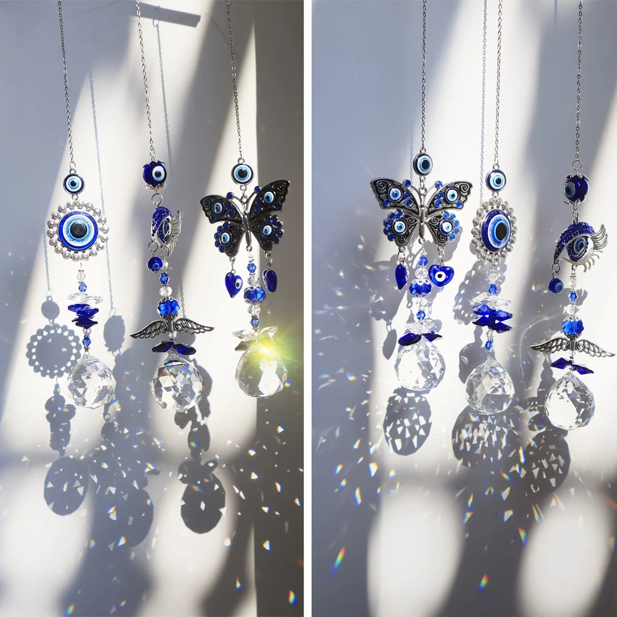 Attrape-Soleil Œil Turc et Prismes de Cristal – Suspension Arc-en-Ciel pour Fenêtre, 3 Modèles