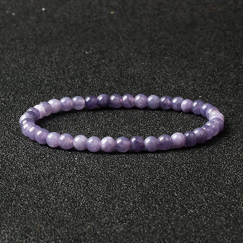 Bracelet Fin en Pierres Naturelles 4 ou 6 mm – 19 Pierres au Choix, Améthyste, Quartz Rose, Onyx…