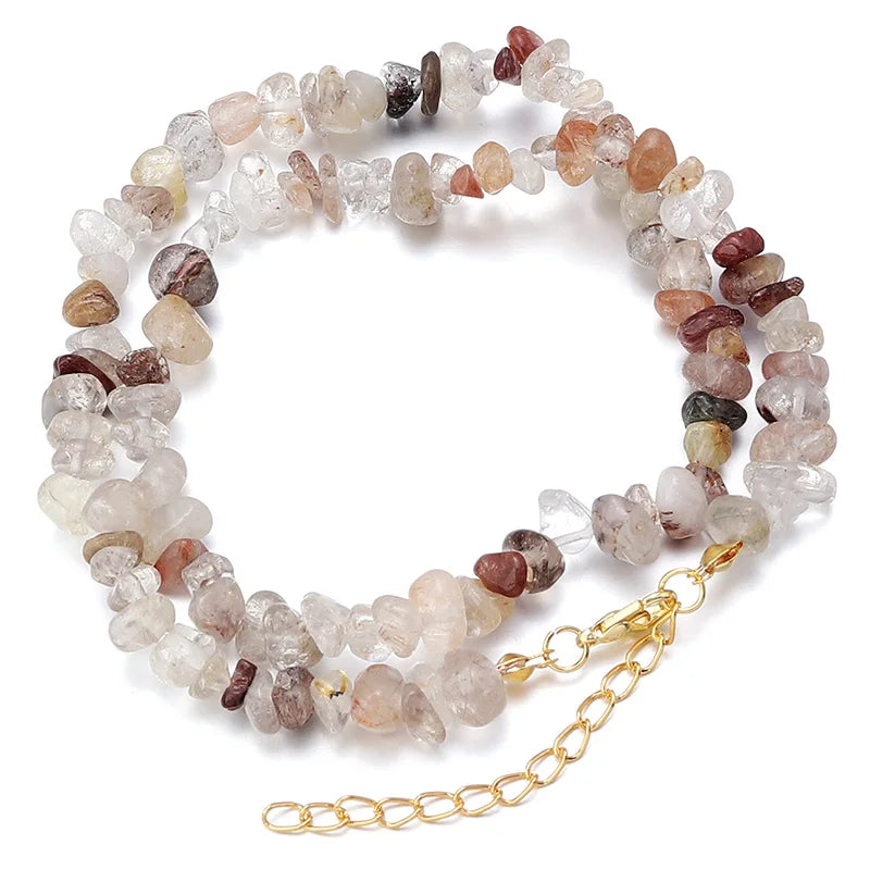 Collier Ras du Cou en Éclats de Pierres Naturelles – 16 Pierres au Choix, 43 cm