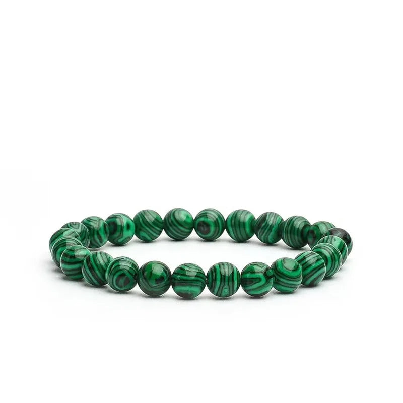 Bracelet Malachite Naturelle – Perles Vertes 6, 8 ou 10 mm, Élastique, Femme et Homme