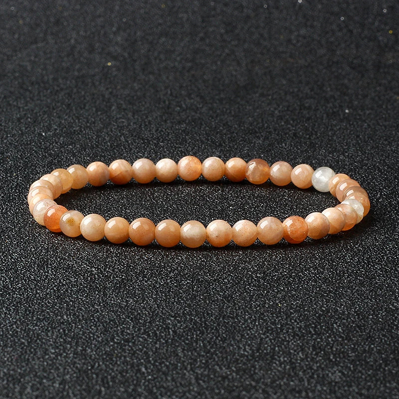 Bracelet Fin en Pierres Naturelles 4 ou 6 mm – 19 Pierres au Choix, Améthyste, Quartz Rose, Onyx…