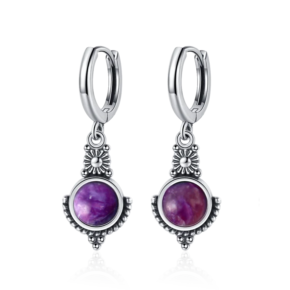 Boucles d'Oreilles Vintage en Argent 925 et Pierre Naturelle – Cyanite, Pierre de Lune, Labradorite… 10 Modèles