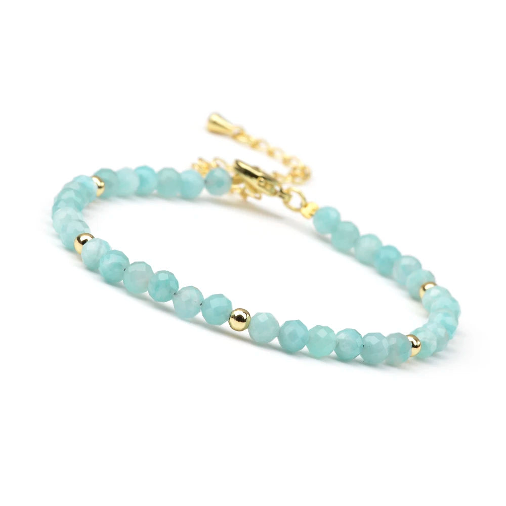 Bracelet Fin Perles Facettées 4 mm – Grenat, Cornaline, Pierre de Soleil… Fermoir Doré