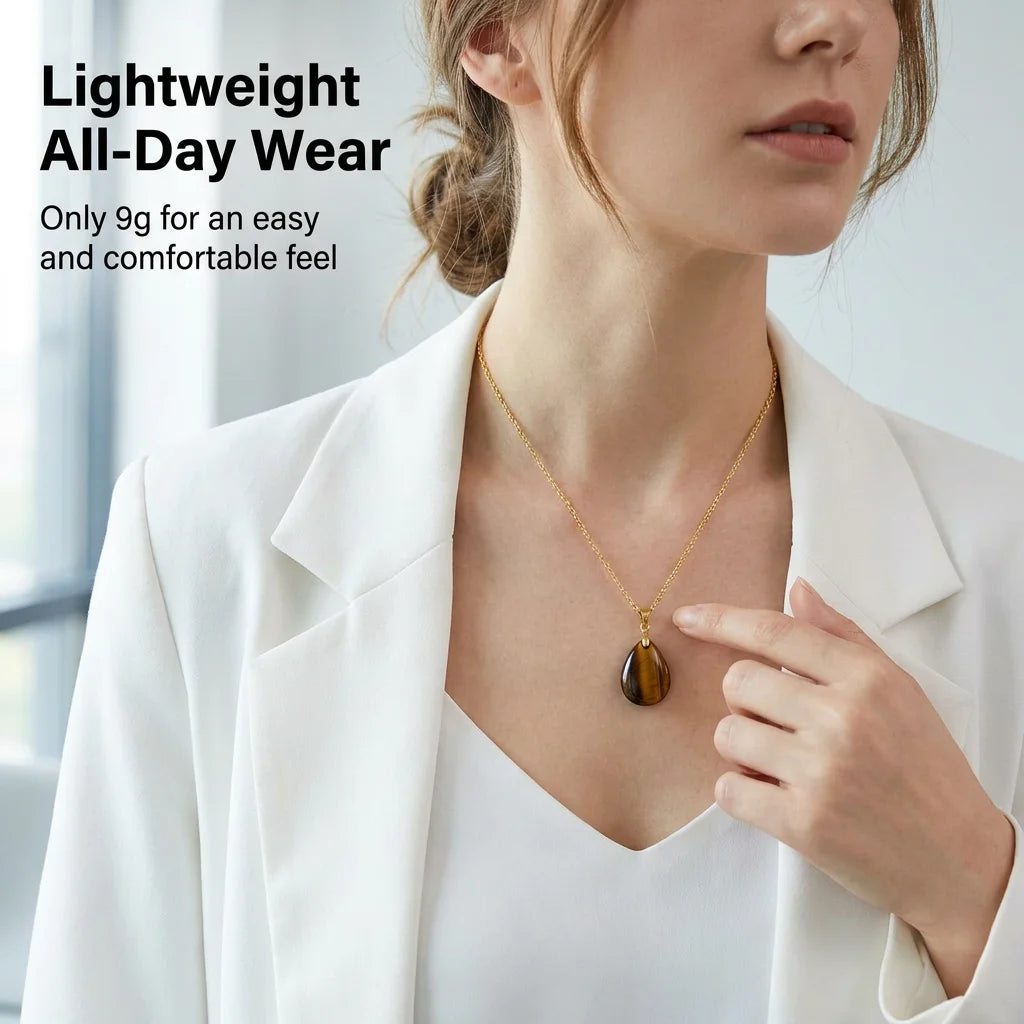 Collier Pendentif Goutte en Pierre Naturelle au Choix – Monture Dorée ou Argentée, avec Chaîne