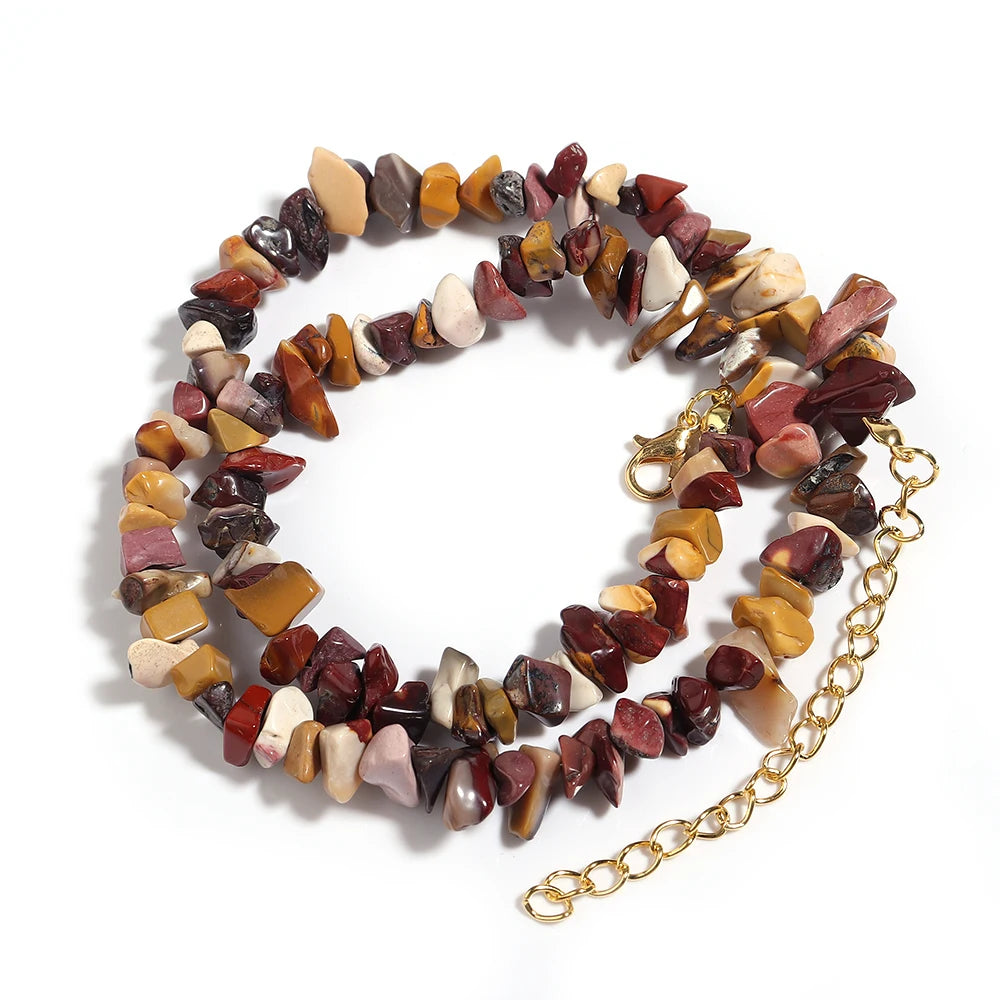 Collier Ras du Cou en Éclats de Pierres Naturelles – 16 Pierres au Choix, 43 cm