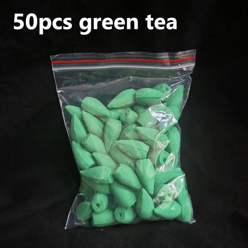 Cônes d'Encens à Reflux – Santal, Lavande, Jasmin, Rose, Thé Vert ou Bois d'Agar, 20 à 100 Pièces