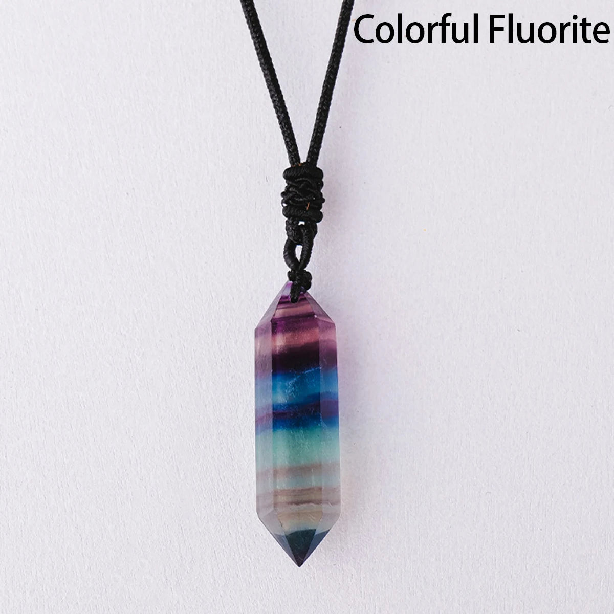 Collier Pendentif Double Pointe en Cristal Naturel – Quartz, Améthyste, Labradorite…, Cordon Réglable