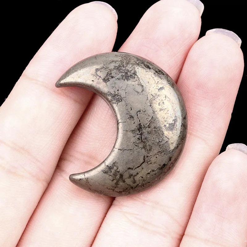 Croissant de Lune en Pierre Naturelle Sculptée 30 mm – Pierre de Poche, 22 Pierres au Choix