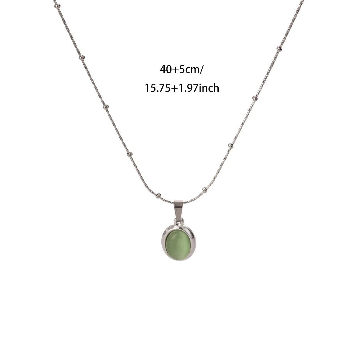 Collier Pendentif Ovale en Pierre – Acier Inoxydable Doré, Chaîne 45 cm, 13 Modèles