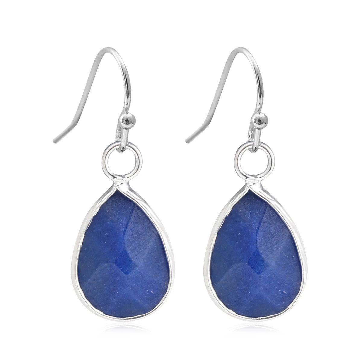 Boucles d'Oreilles Gouttes en Pierre Naturelle – Labradorite, Améthyste, Amazonite…, Doré ou Argenté
