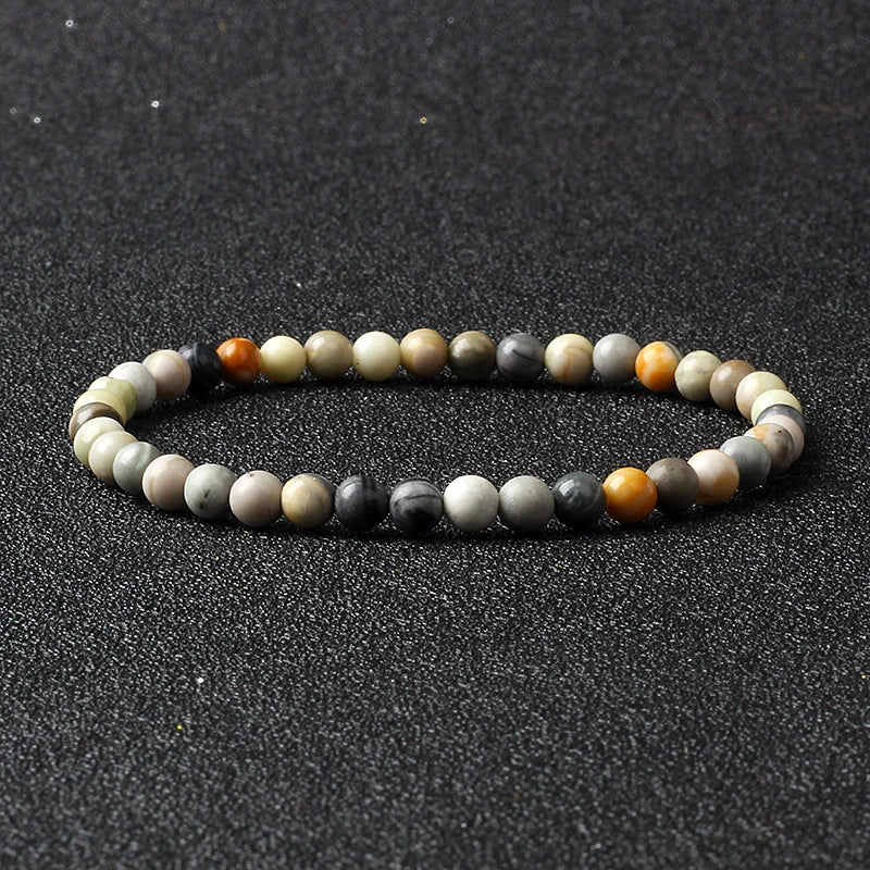 Bracelet Fin en Pierres Naturelles 4 ou 6 mm – 19 Pierres au Choix, Améthyste, Quartz Rose, Onyx…