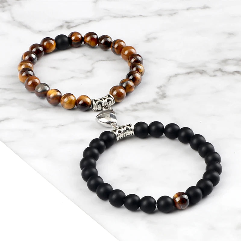 Bracelets de Couple à Distance en Pierres Naturelles – Duo de 2 Bracelets, Cadeau Amoureux
