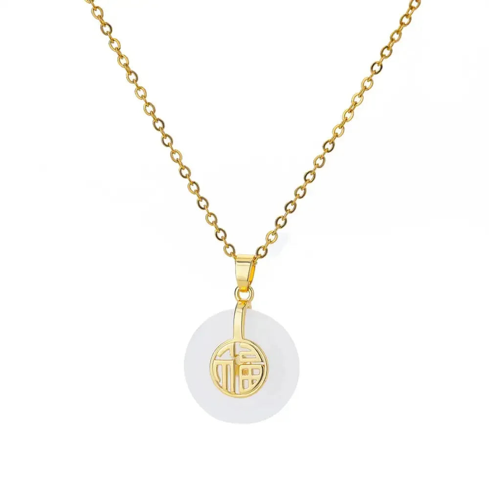 Collier Pendentif Ovale en Pierre – Acier Inoxydable Doré, Chaîne 45 cm, 13 Modèles