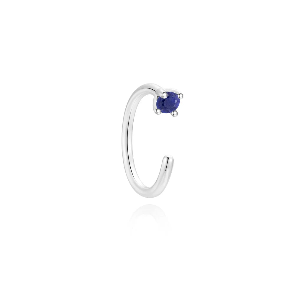 Piercing en Argent 925 et Lapis-Lazuli – Clou Plat Étoile, Fleur, Papillon, 16 Modèles Doré ou Argenté
