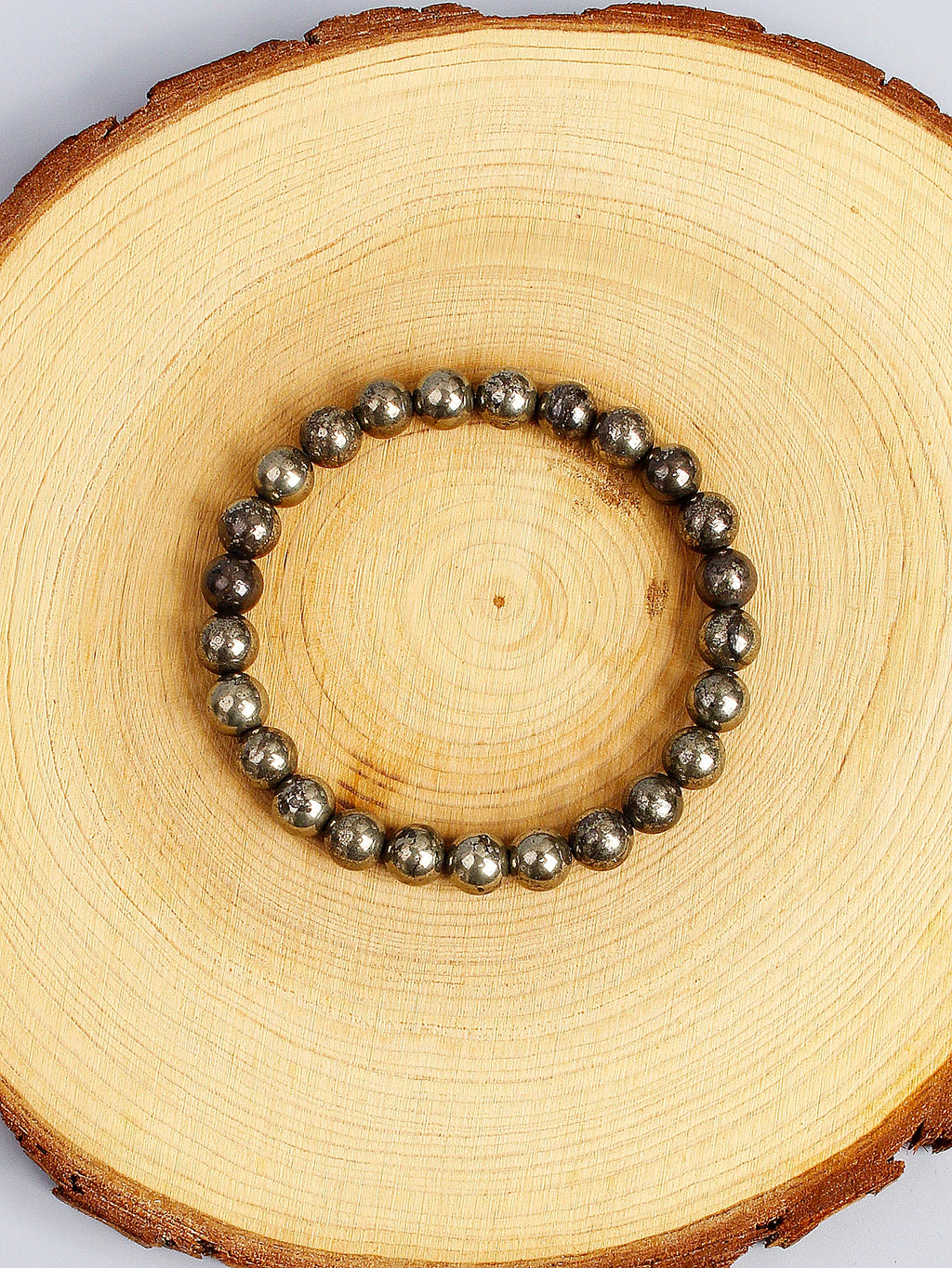 Bracelet Pyrite Naturelle – Perles Dorées Métallisées 6 ou 8 mm, 17 à 21 cm, Unisexe