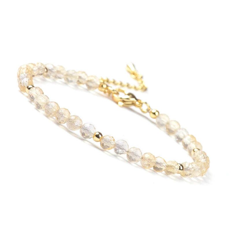 Bracelet Fin Perles Facettées 4 mm – Grenat, Cornaline, Pierre de Soleil… Fermoir Doré