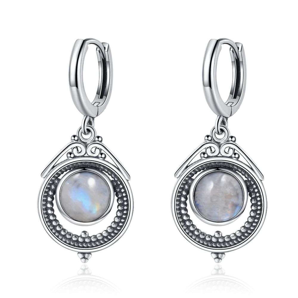 Boucles d'Oreilles Vintage en Argent 925 et Pierre Naturelle – Cyanite, Pierre de Lune, Labradorite… 10 Modèles