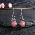 Boucles d'Oreilles Pendantes Vintage Pierre Ronde 10 mm – Labradorite, Lapis, Œil de Tigre, Rhodochrosite