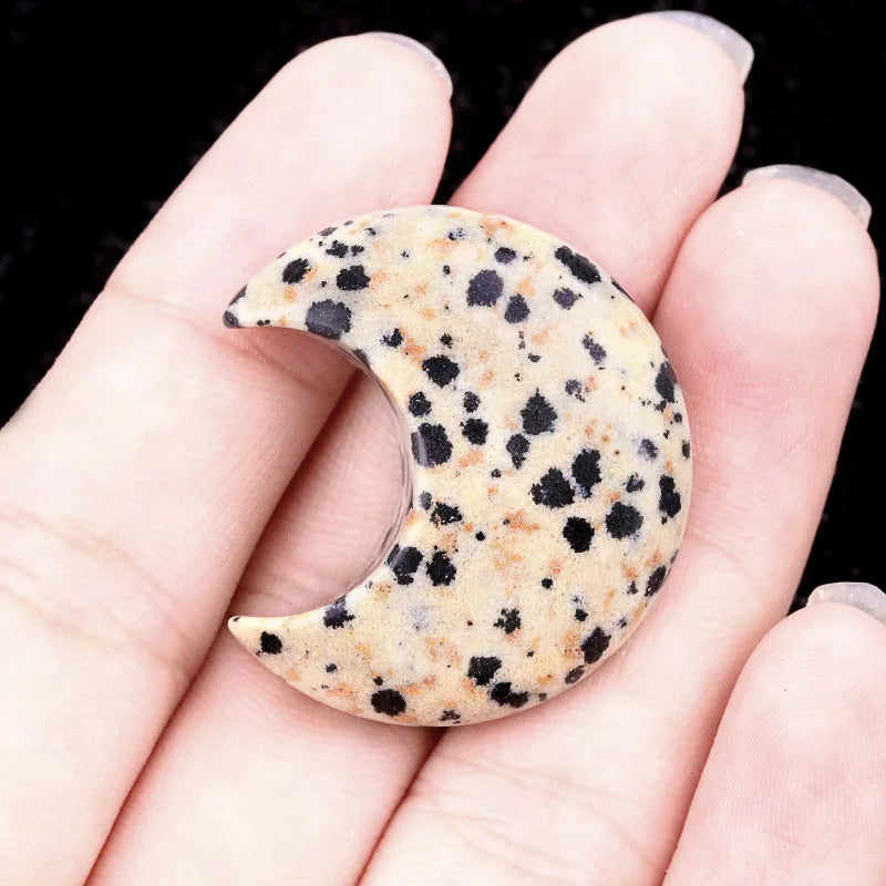 Croissant de Lune en Pierre Naturelle Sculptée 30 mm – Pierre de Poche, 22 Pierres au Choix