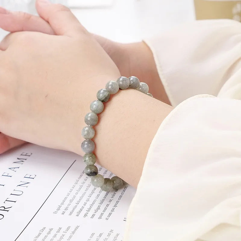 Bracelet Labradorite Naturelle – Perles 4, 6 ou 8 mm, Élastique, Femme et Homme