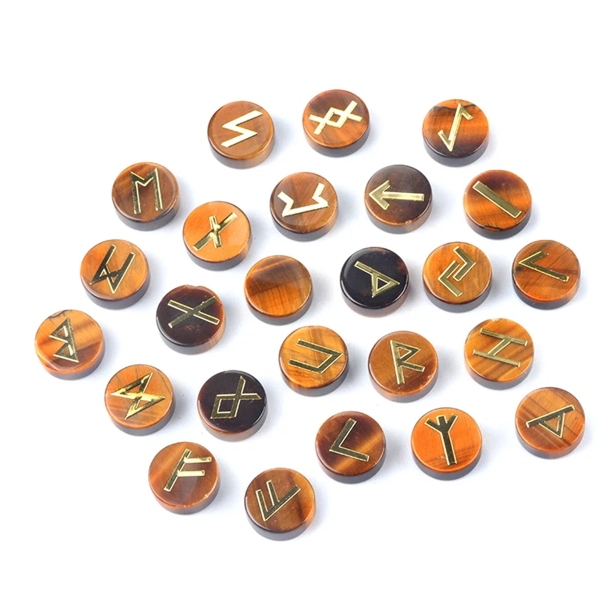 Jeu de 25 Runes Vikings en Pierre Naturelle Gravée – 10 Pierres au Choix